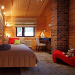 children&#39;s room in a wooden house