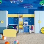 Design of a children&#39;s room in an underwater theme