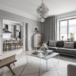 Apartment living room design in gray