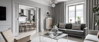 Apartment living room design in gray