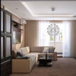 Living room design in beige tones