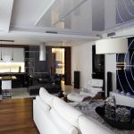 Design of a one-room apartment in high-tech style