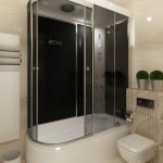 Compact bathroom with closed shower