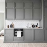 Gray kitchen in combination with white