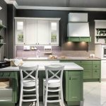 Kitchen in green color design