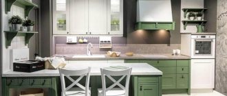Kitchen in green color design