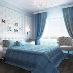 Нежно-голубая спальня