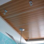Plastic ceiling in the kitchen made of panels