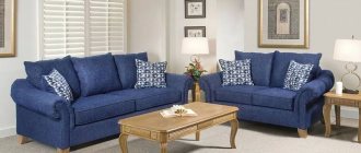 blue sofa in the interior