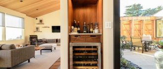 Modern interior of a private house with a minibar in a niche
