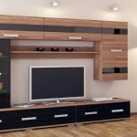 Living room wall with wall cabinets
