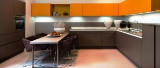 Stylish corner kitchen set in a combined color