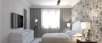 option for an unusual bedroom interior of 18 sq.m.