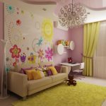 option for a bright interior of a children&#39;s room for a girl 12 sq.m.