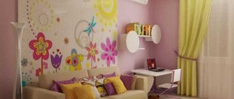 option for a bright interior of a children&#39;s room for a girl 12 sq.m.