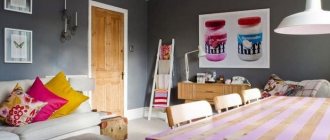 bright bedroom interior in eclectic style