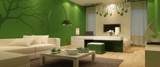 Зеленый цвет в интерьере гостиной фото 1