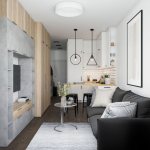 Zoning a studio apartment in a modern style